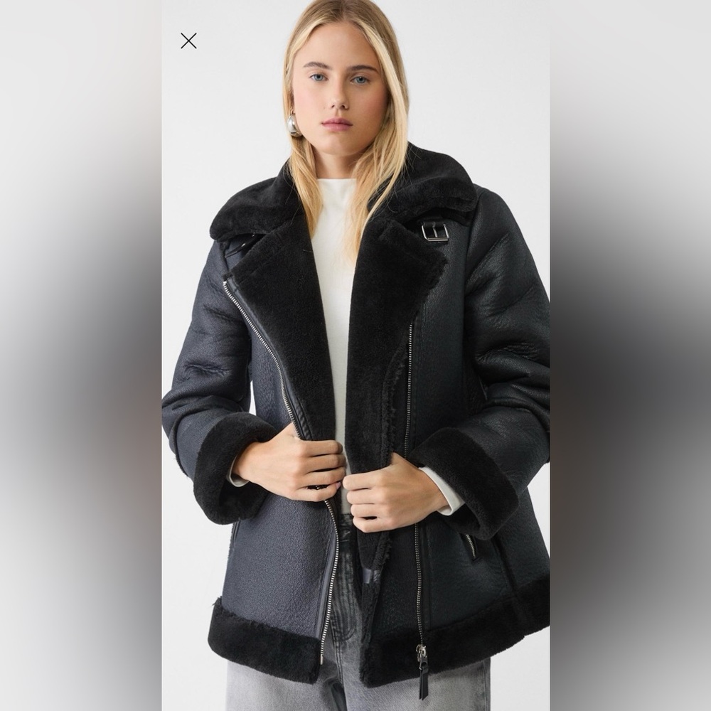 DOUBLE-SIDED BIKER JACKET WITH SOFT FUR BRAND NEW